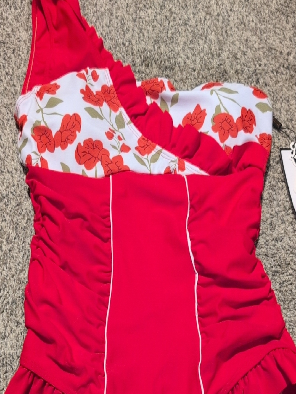 Retro Stage Red Floral Bathing Suit